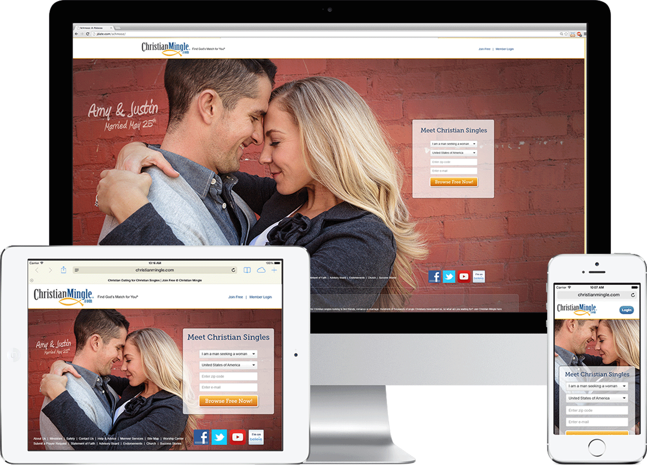 ChristianMingle Splash Page Screenshots